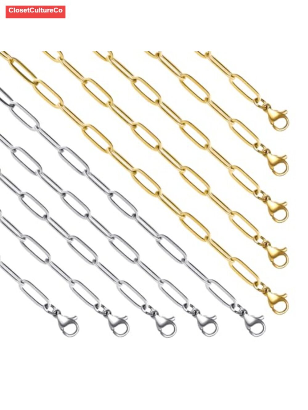 Stainless Steel Paperclip Chain Necklaces for Jewelry Making 18 Inch DIY Crafts